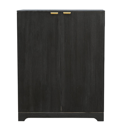 Midnight Fluted Wood Bar Cabinet with Wine Storage