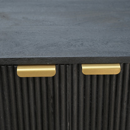 Midnight Fluted Wood Bar Cabinet with Wine Storage