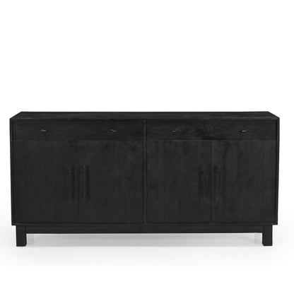 Grackle Solid Wood 4 Door Sideboard Buffet Cabinet -  Black.