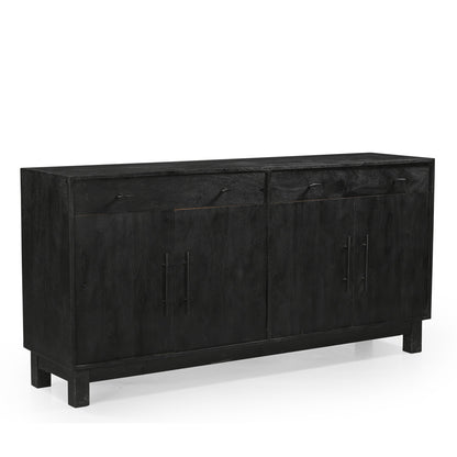 Grackle Solid Wood 4 Door Sideboard Buffet Cabinet -  Black.