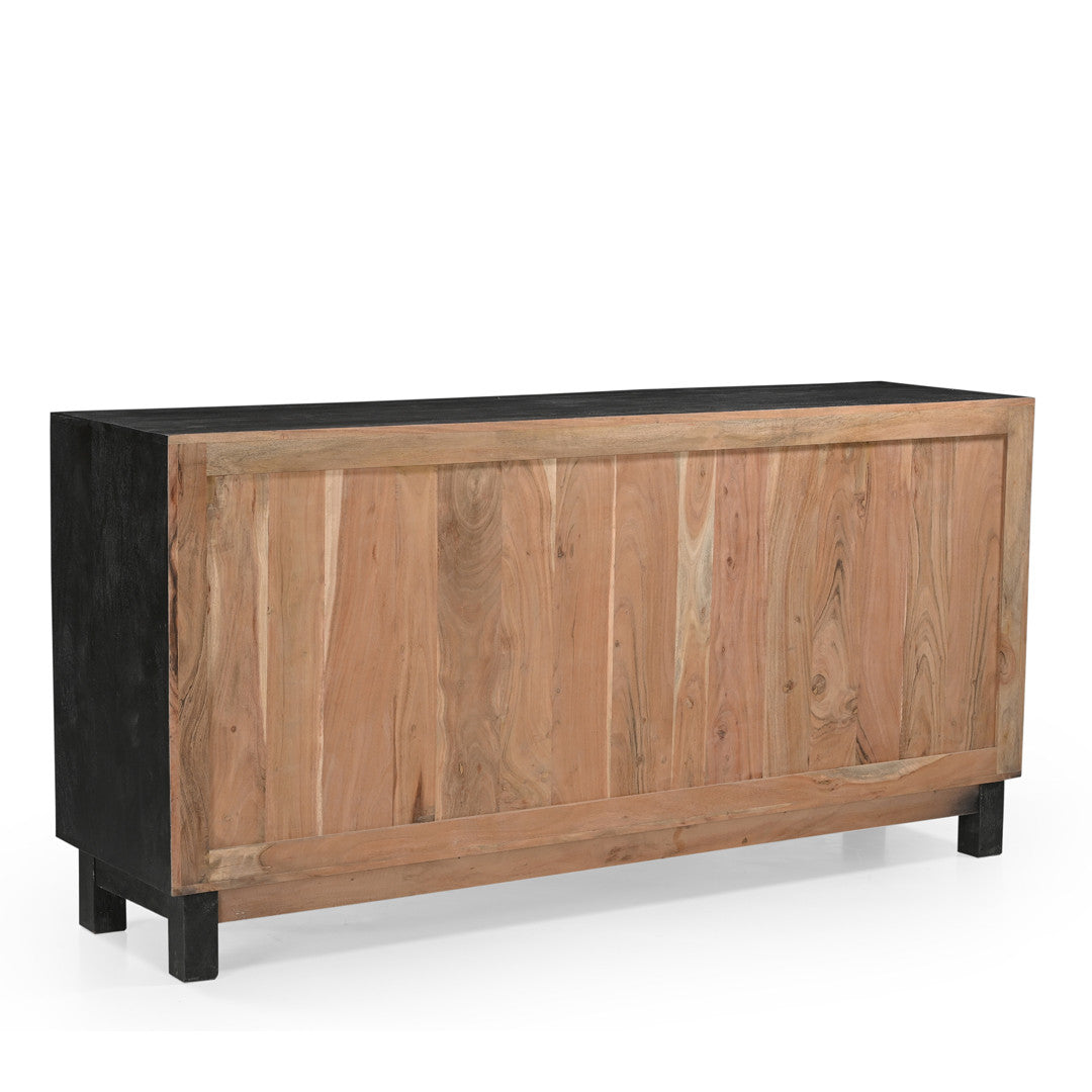 Grackle Solid Wood 4 Door Sideboard Buffet Cabinet -  Black.