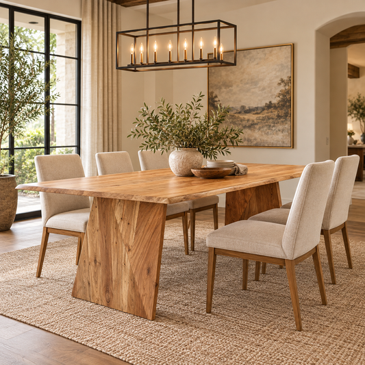 Solid Wood Angled Leg Dining Table - 80 Inch