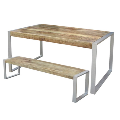 Reclaimed Wood Dining Table with Silver Metal Legs