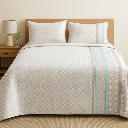 Quail Handcrafted Reversible Quilt with Matching Sham Covers